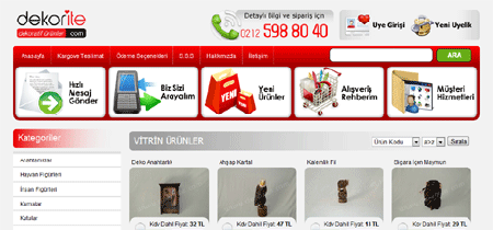 Dekorite Dekoratif rnler // E-ticaret Projesi
